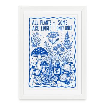 Toutes les plantes sont comestibles, certaines ne sont consommées qu’une seule fois en jardinant - Affiche encadrée (27 × 37 cm) - blanc - Devant