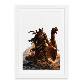 Dragonbound Warrior of the Sea - Framed poster (27 × 37 cm) - white - Front