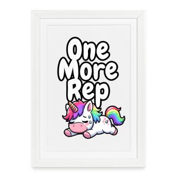 One More Rep Unicorn Gym - Framed poster (27 × 37 cm) - white - Front