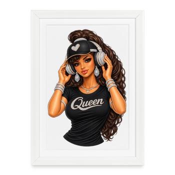 Queen Hip-Hop Glam Illustration - Framed poster (27 × 37 cm) - white - Front