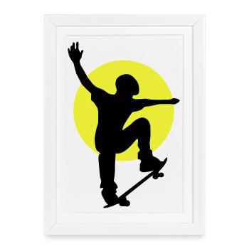 Skateur Sun - Affiche encadrée (27 × 37 cm) - blanc - Devant