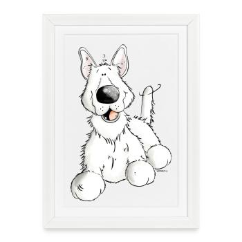 Berger Allemand Blanc Chien - Race - Chiens - Affiche encadrée (27 × 37 cm) - blanc - Devant