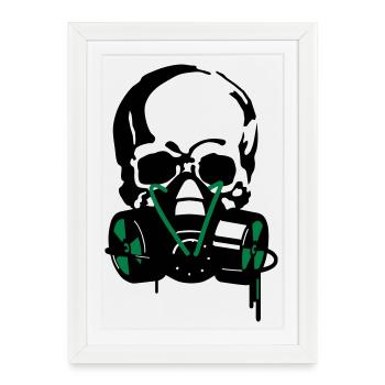 crâne + masque - Affiche encadrée (27 × 37 cm) - blanc - Devant