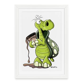 Turtle needs coffee - Framed poster (27 × 37 cm) - white - Front