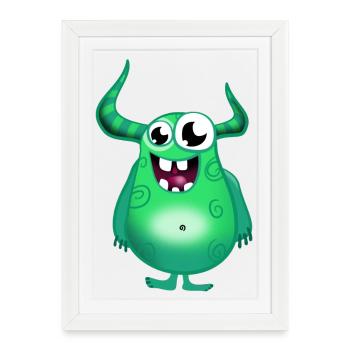 Vert monstre - Affiche encadrée (27 × 37 cm) - blanc - Devant