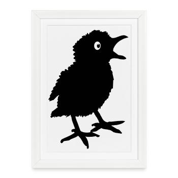 Ombre d’oiseau de poussin - Affiche encadrée (27 × 37 cm) - blanc - Devant