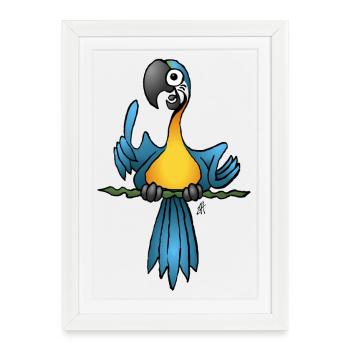 Chatty Parrot Design - Framed poster (27 × 37 cm) - white - Front
