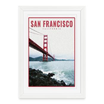 San Francisco Golden Gate Retro Postcard - Framed poster (27 × 37 cm) - white - Front
