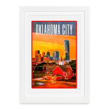 Oklahoma City Skyline Sunset - Framed poster (27 × 37 cm) - white - Front