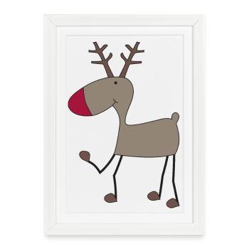 Funny moose for Christmas - Framed poster (27 × 37 cm) - white - Front
