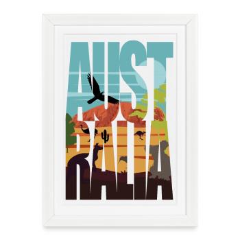 Desert Animal Silhouettes - Framed poster (27 × 37 cm) - white - Front