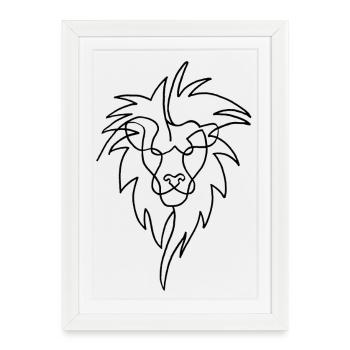 Esquisse du lion noir - Affiche encadrée (27 × 37 cm) - blanc - Devant
