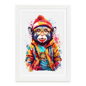 Cool monkey - Framed poster (27 × 37 cm) - white - Front