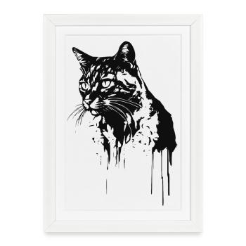 Chat 2 - Affiche encadrée (27 × 37 cm) - blanc - Devant