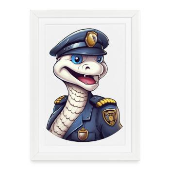 Femme de police serpent - Affiche encadrée (27 × 37 cm) - blanc - Devant