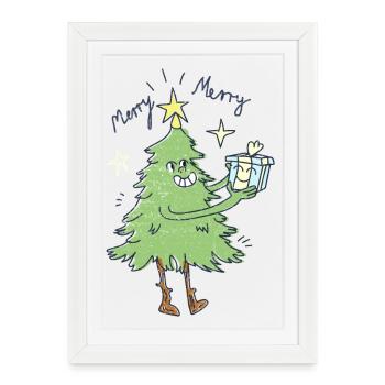 Christmas tree - Affiche encadrée (27 × 37 cm) - blanc - Devant