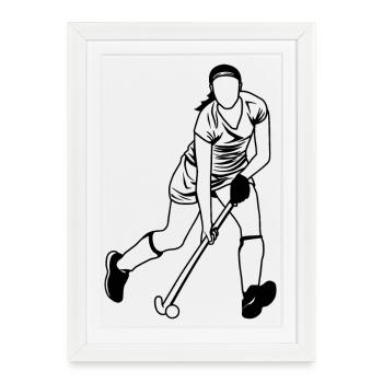 Field hockey player - Framed poster (27 × 37 cm) - white - Front