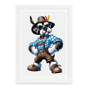 Schnauzer chien Bavière - Affiche encadrée (27 × 37 cm) - blanc - Devant