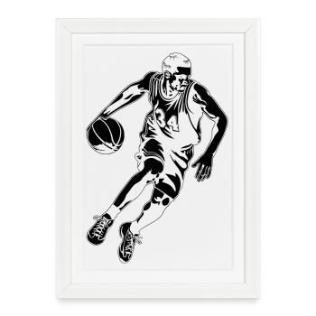 Dessin de joueur de basket-ball - Affiche encadrée (27 × 37 cm) - blanc - Devant