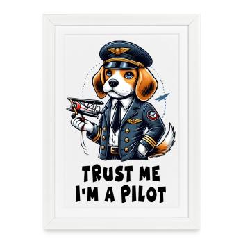 Beagle Pilot - Framed poster (27 × 37 cm) - white - Front