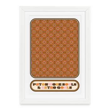 Patchwork Souls & Retro Goals – Motif des années 70 - Affiche encadrée (27 × 37 cm) - blanc - Devant