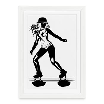 Roller Skate Girl - Framed poster (27 × 37 cm) - white - Front