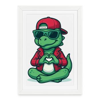 Vibrations de cœur de dinosaure - Affiche encadrée (27 × 37 cm) - blanc - Devant