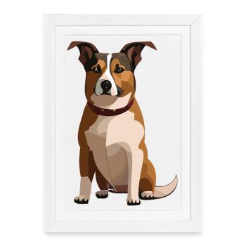 Le Jack Russell Terrier se reproduit dans un style géométrique - Affiche encadrée (27 × 37 cm) - blanc - Devant