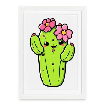Cactus - Affiche encadrée (27 × 37 cm) - blanc - Devant