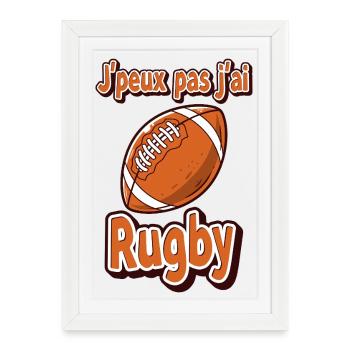 Design Rugby humoristique avec ballon - Affiche encadrée (27 × 37 cm) - blanc - Devant