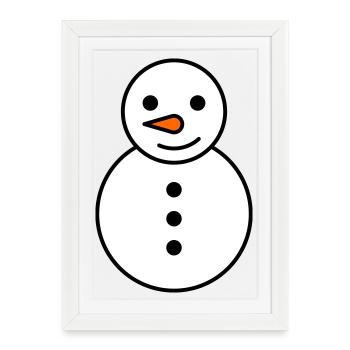 Illustration de bonhomme de neige pour la mode d’hiver - Affiche encadrée (27 × 37 cm) - blanc - Devant