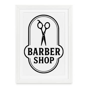 Coiffeur - Affiche encadrée (27 × 37 cm) - blanc - Devant