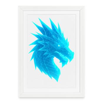Tête de dragon électrique - Affiche encadrée (27 × 37 cm) - blanc - Devant