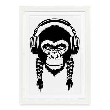 Street Monkey Head Urban Dance Edition Shirt - Framed poster (27 × 37 cm) - white - Front