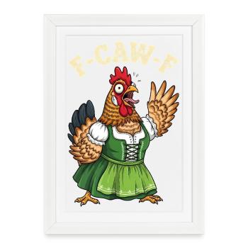 F CAW F - Homme Femme Poulet Meme F-CAW-F - Affiche encadrée (27 × 37 cm) - blanc - Devant