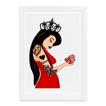 Dame de Coeur Punk - Affiche encadrée (27 × 37 cm) - blanc - Devant