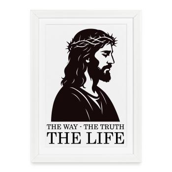 Silhouette de Jésus avec couronne d’épines - Affiche encadrée (27 × 37 cm) - blanc - Devant