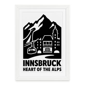 Innsbruck Au cœur des Alpes - Affiche encadrée (27 × 37 cm) - blanc - Devant