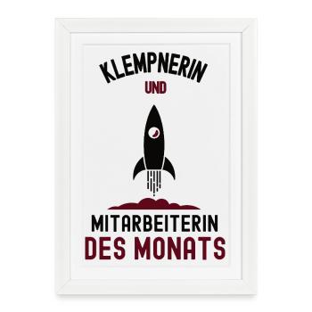 Employé du mois Plombier - Affiche encadrée (27 × 37 cm) - blanc - Devant