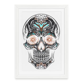 Halloween Crâne En Sucre Jour De Mort Cadeau Drôle - Affiche encadrée (27 × 37 cm) - blanc - Devant