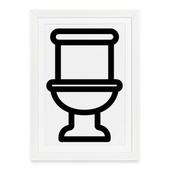 toilette - Affiche encadrée (27 × 37 cm) - blanc - Devant