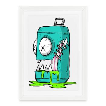 Monster Box Cartoon Comic - Framed poster (27 × 37 cm) - white - Front