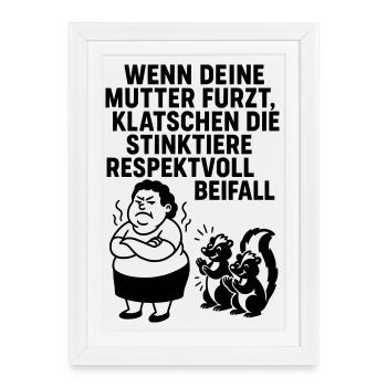 Ta blague de maman Moufette de pet - Affiche encadrée (27 × 37 cm) - blanc - Devant