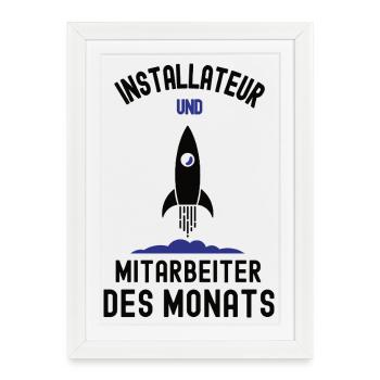 Employee of the Month Installer Best Man - Framed poster (27 × 37 cm) - white - Front
