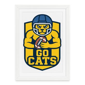 Design de la mascotte du casque de football Go Cats - Affiche encadrée (27 × 37 cm) - blanc - Devant