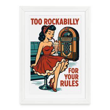 Rockabilly Rebellin 50s Diner Jukebox Retro - Framed poster (27 × 37 cm) - white - Front