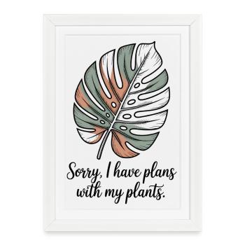 Parent plante drôle - Jardin botanique Monstera - Affiche encadrée (27 × 37 cm) - blanc - Devant