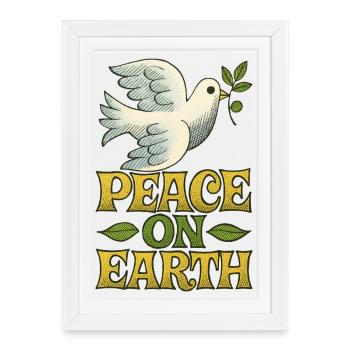 Peace on Earth Dove Vintage - Framed poster (27 × 37 cm) - white - Front