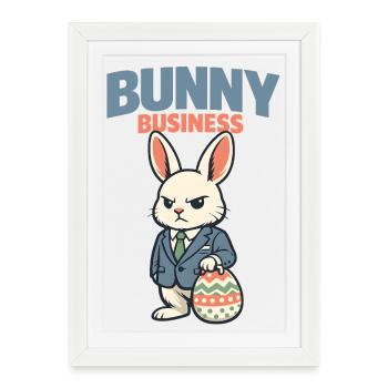 Un joli lapin de Pâques avec un œuf coloré et des lettres - Affiche encadrée (27 × 37 cm) - blanc - Devant