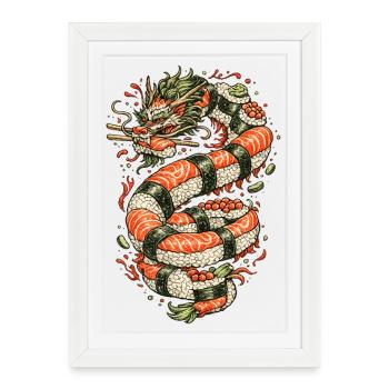 Dragon Sushi Coil - Affiche encadrée (27 × 37 cm) - blanc - Devant